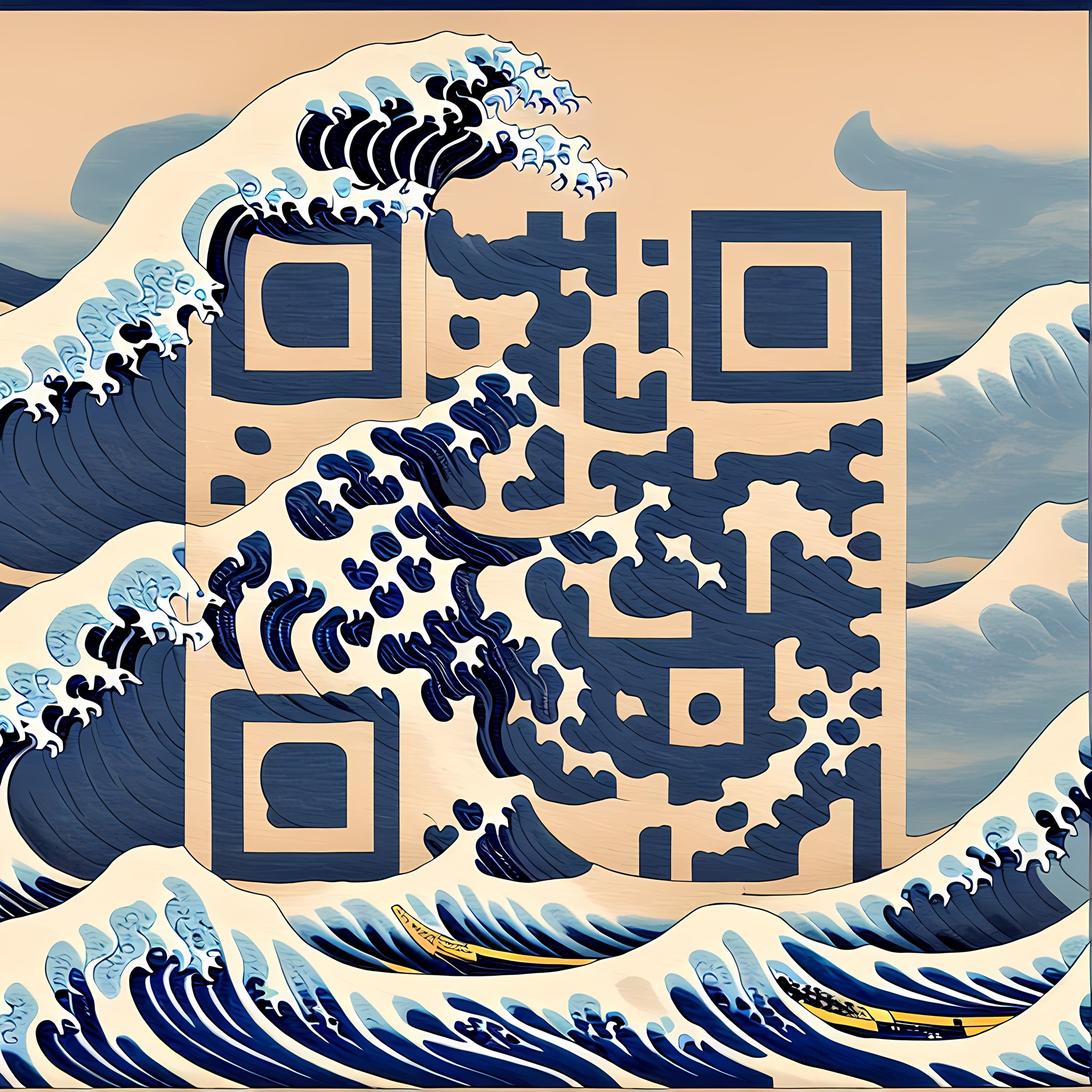 The Great Wave - but with a QR code...